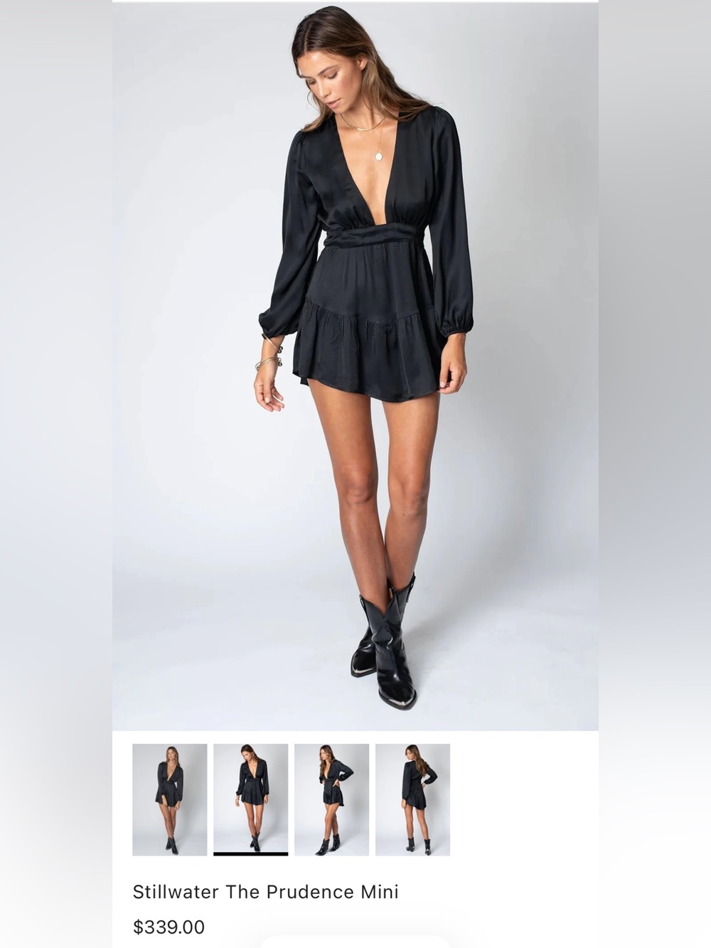 Stillwater Prudence Deep V Mini Dress in Black